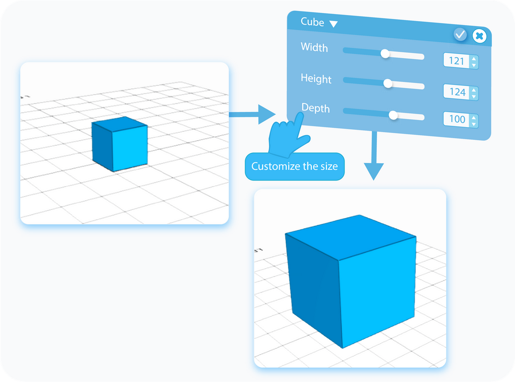 Customizing the size of the shape with slider or text-box